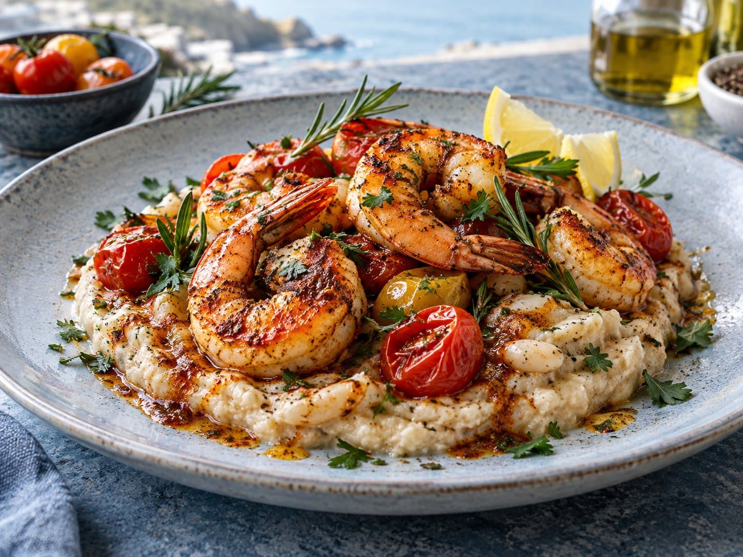 Smoky Paprika Shrimp with White Bean Mash cover