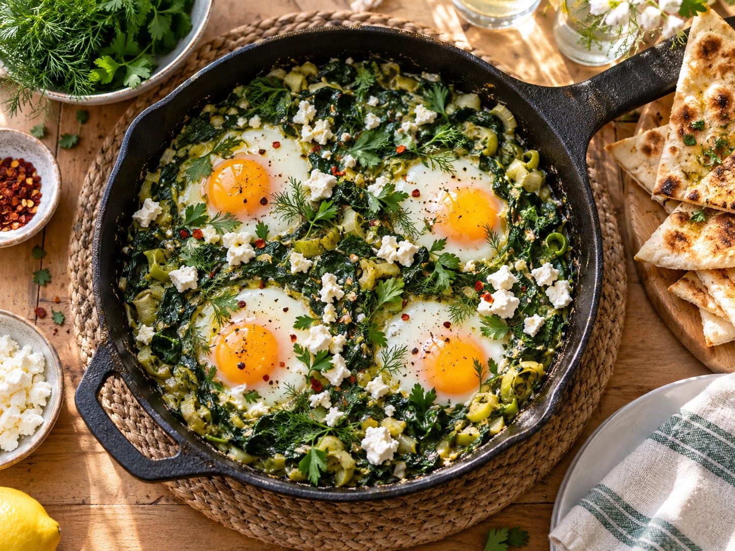Green Shakshuka with Spinach and Feta cover
