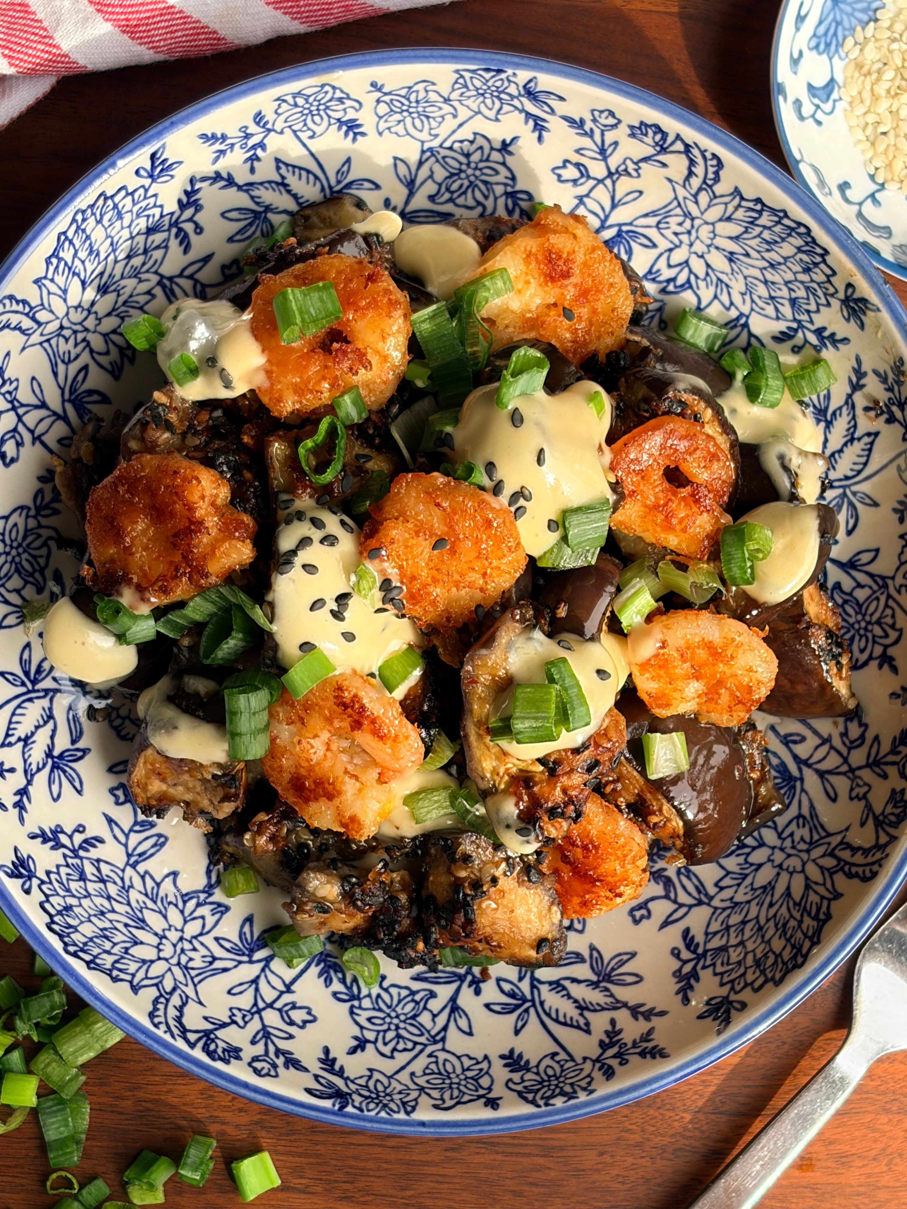 Aubergines rôties au miso, crevettes & mayo sésame cover